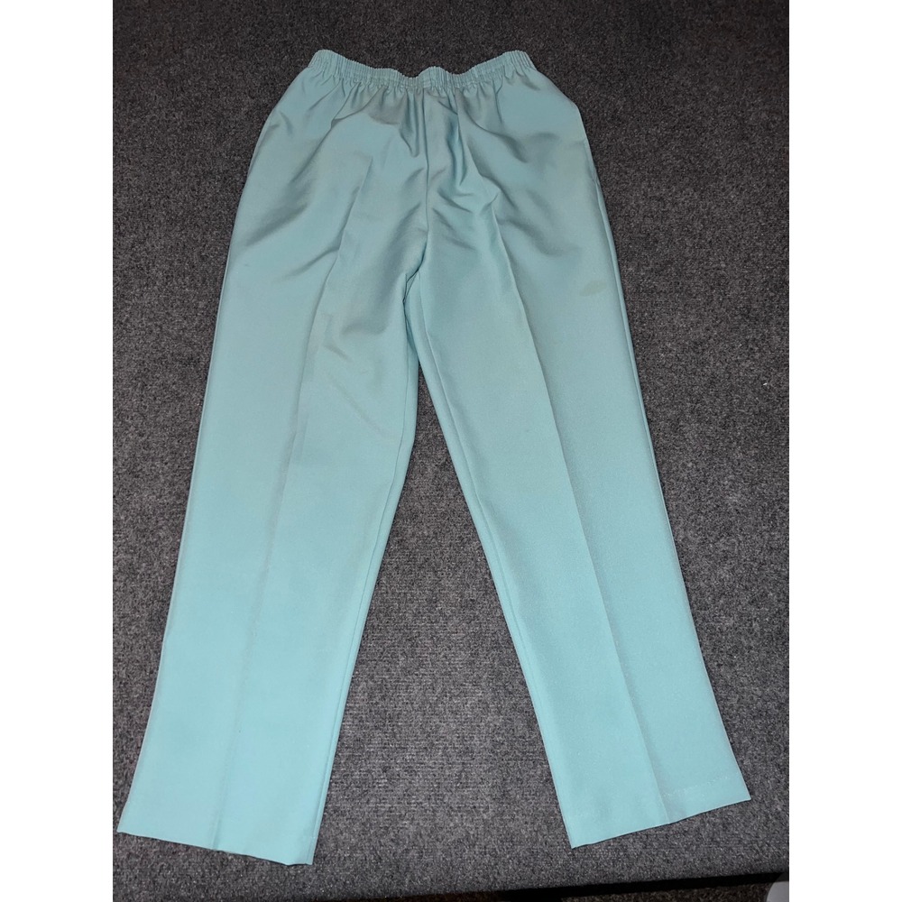 BonWorth Women Aqua Blue Elastic Waist Straight Leg Pants Small Petite